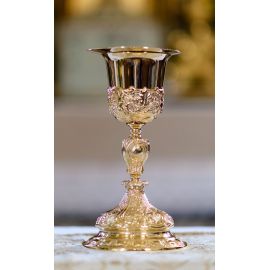 Kielich barokowy, pozłacany - 25 cm