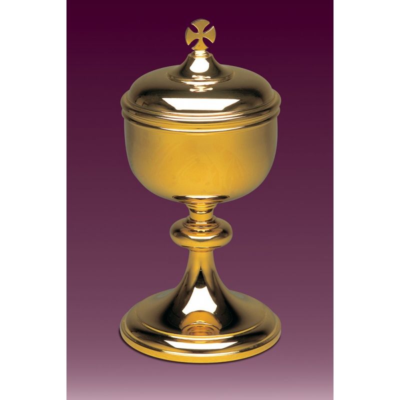 Puszka na komunikanty mosiężna, pozłacana,  h: 38 cm. - Puszka na komunikanty mosiężna, pozłacana,  h: 38 cm.