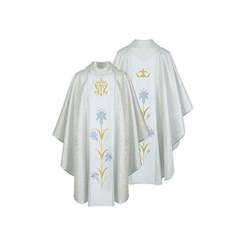 Ornat haftowany Maryjny srebrny (29) - Ornat haftowany Maryjny srebrny (29)