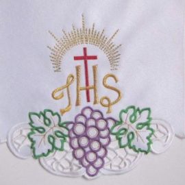 Obrus ołtarzowy haftowany - wzór eucharystyczny (148) - zdjęcie 2 - Obrus ołtarzowy haftowany - wzór eucharystyczny (148)