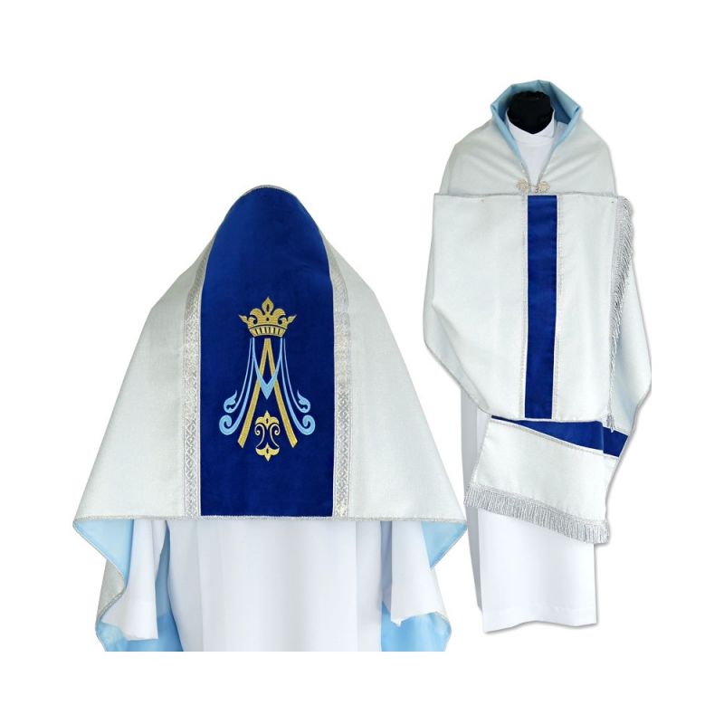 Welon liturgiczny srebrny brokat - pasy aksamitne - Welon liturgiczny srebrny brokat - pasy aksamitne