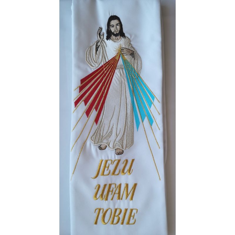 Stuła haftowana  Jezus Miłosierny, Święta Faustyna - Stuła haftowana  Jezus Miłosierny, Święta Faustyna