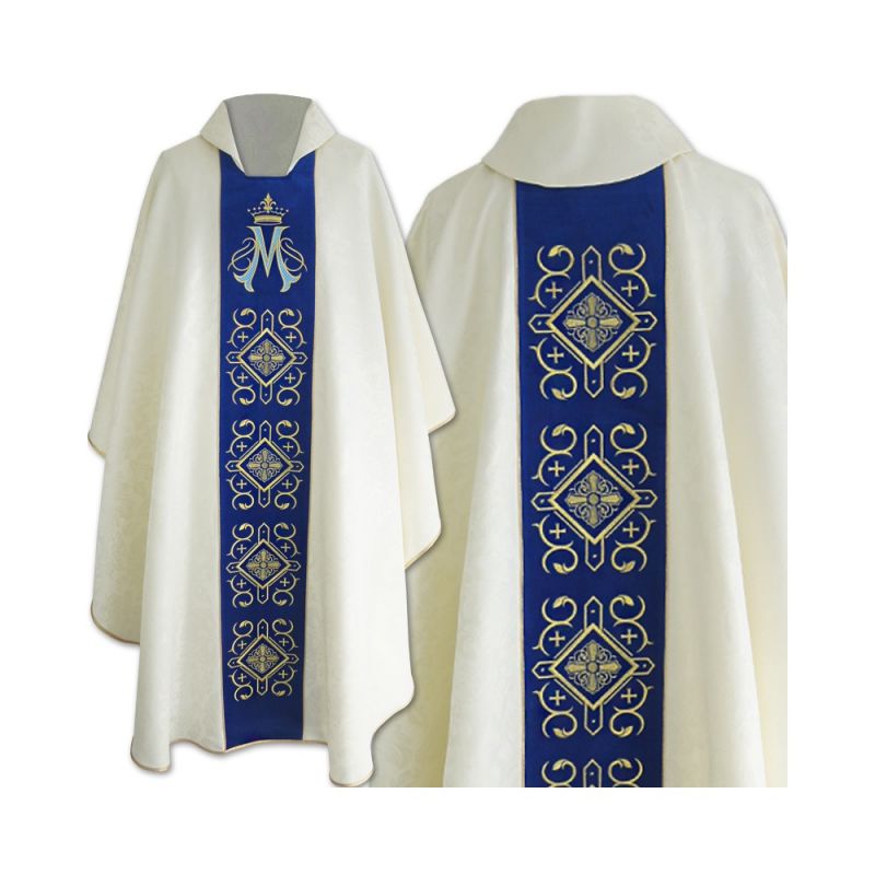 Ornat gotycki haftowany, aksamitny pas, wzór Maryjny (05) - Ornat gotycki haftowany, aksamitny pas, wzór Maryjny (05)