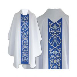 Ornat Maryjny gotycki, biały żakard - Ornaty Maryjne