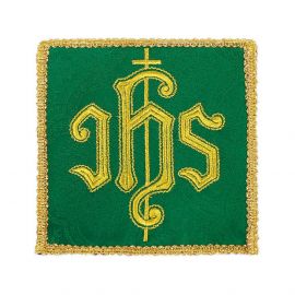 Palka haftowana, zielona IHS
