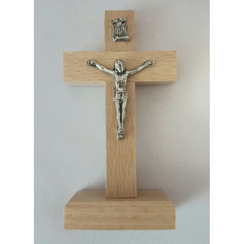 Krzyżyk drewniany stojący jasny brąz 10x5 cm - Krzyżyk drewniany stojący jasny brąz 10x5 cm
