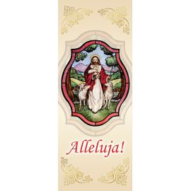 Baner Dobry pasterz z owieczkami - Alleluja (2) - WIELKANOC