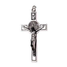 Krzyżyk - św. Benedykt metalowy (kolor srebrny) - KRZYŻE, KRZYŻYKI
