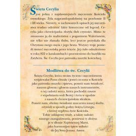Święta Cecylia - Ikona dwustronna z modlitwą format A5 - zdjęcie 2 - Święta Cecylia - Ikona dwustronna z modlitwą format A5