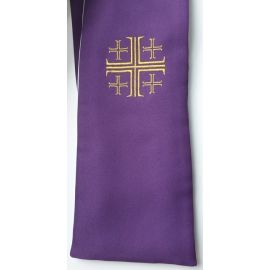 Stuła dwustronna kapłańska - biało-fioletowa (M) - KONCELEBRA