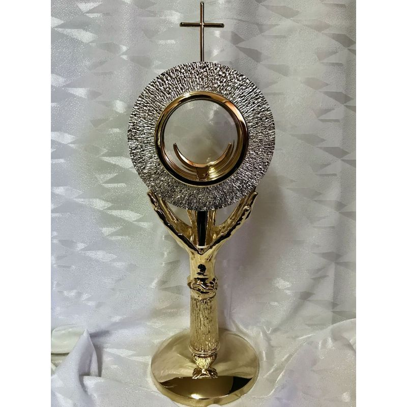 Monstrancja mosiężna, pozłacana - 43 cm (D4) - Monstrancja mosiężna, pozłacana - 43 cm (D4)
