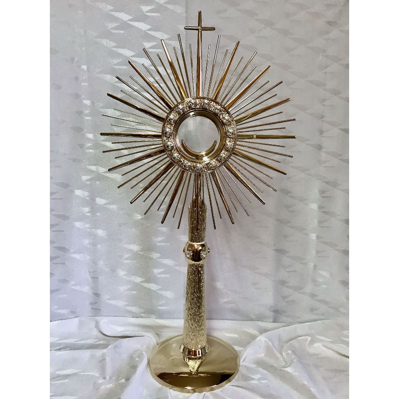 Monstrancja mosiężna, pozłacana - 66 cm (D7) - Monstrancja mosiężna, pozłacana - 66 cm (D7)
