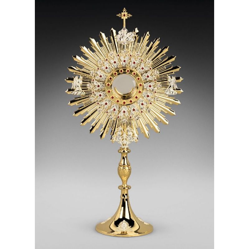 Monstrancja mosiężna, pozłacana - 77 cm (D14) - Monstrancja mosiężna, pozłacana - 77 cm (D14)
