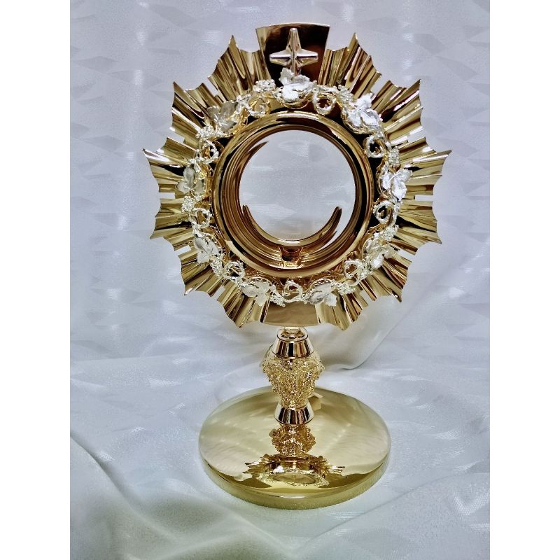 Monstrancja mosiężna, pozłacana - 29 cm (D23) - Monstrancja mosiężna, pozłacana - 29 cm (D23)