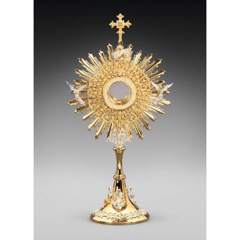 Monstrancja mosiężna, pozłacana - 78 cm (D28) - Monstrancja mosiężna, pozłacana - 78 cm (D28)
