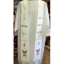 Stuła ślubna biała, haftowana (6) - EUCHARYSTYCZNE
