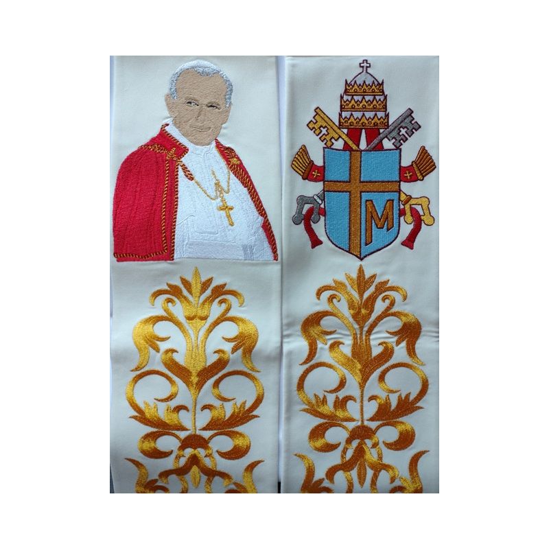 Bogato haftowana stuła Jan Paweł II - Bogato haftowana stuła Jan Paweł II
