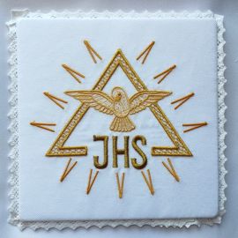 Palka haftowana ecru IHS, Duch Święty (3) - kolor ecru