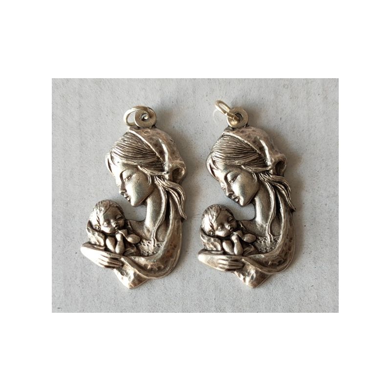Medalik metalowy Matka Boża z Dzieciątkiem 3,5 cm - Medalik metalowy Matka Boża z Dzieciątkiem 3,5 cm