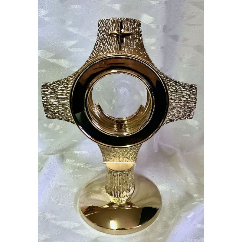 Monstrancja mosiężna, pozłacana - 29 cm (D45) - Monstrancja mosiężna, pozłacana - 29 cm (D45)