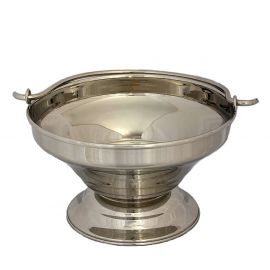 Kociołek na wodę święconą mosiężny, niklowany 13 cm (A2) - KOCIOŁKI NA WODĘ ŚWIĘCONĄ