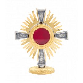 Relikwiarz mosiężny, pozłacany - 13 cm