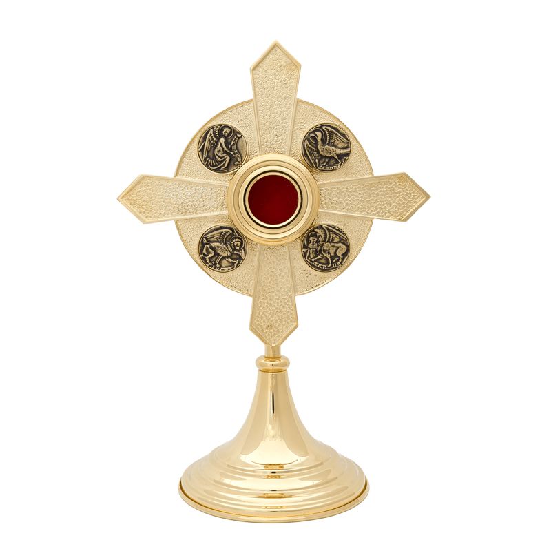 Relikwiarz mosiężny, pozłacany - 32 cm - Relikwiarz mosiężny, pozłacany - 32 cm