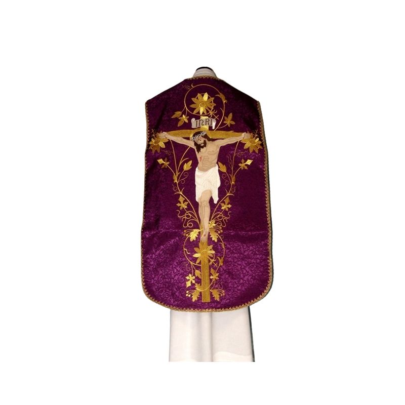 Ornat rzymski adamaszek - Jezus ukrzyżowany (15) - Ornat rzymski aksamit - Jezus ukrzyżowany (15)