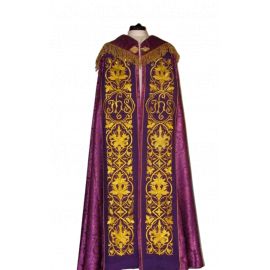 Kapa haftowana - IHS fiolet - rozeta (1) - KAPY LITURGICZNE