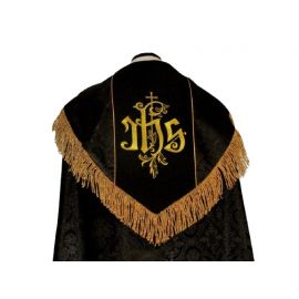 Kapa haftowana - IHS czarna - rozeta (1) - KAPY LITURGICZNE
