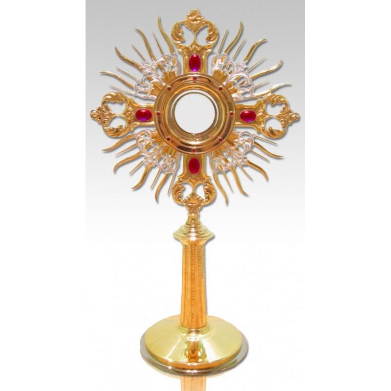 Monstrancja mosiężna, elementy srebrzone - 50 cm (S14) - Monstrancja mosiężna, elementy srebrzone - 50 cm (S14)