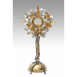 Monstrancja złocona w kształcie krzewu róży - 70 cm (S038) - MONSTRANCJE