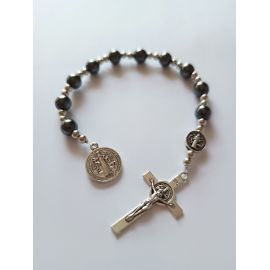 Dziesiątka różańca - Św. Benedykt (hematyt - 8 mm) - zdjęcie 2 - Dziesiątka różańca - Św. Benedykt (hematyt - 8 mm)