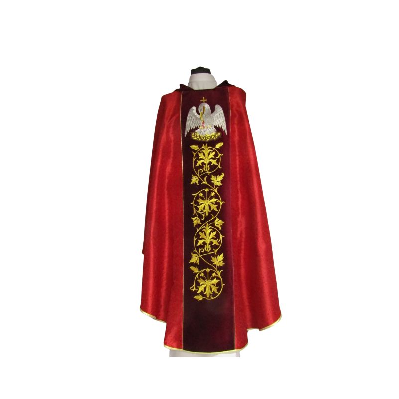 Ornat haftowany czerwony, adamaszek - ornament (2) - Ornat haftowany czerwony, adamaszek - ornament (2)