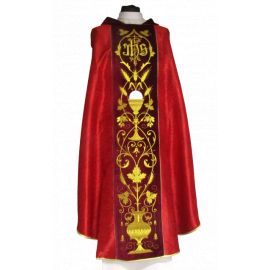 Ornat haftowany żakardowy, adamaszek - kielich (4) - Ornaty czerwone