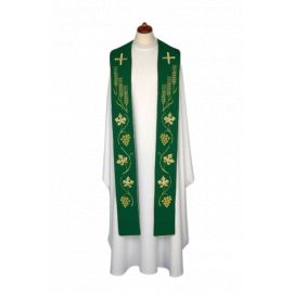 Stuła haftowana do koncelebry - kolory liturgiczne, bogaty haft (1) - zdjęcie 3 - Stuła haftowana do koncelebry - kolory liturgiczne, bogaty haft (1)