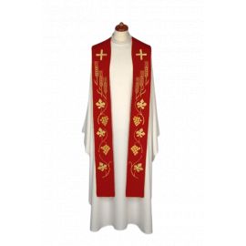 Stuła haftowana do koncelebry - kolory liturgiczne, bogaty haft (1) - zdjęcie 4 - Stuła haftowana do koncelebry - kolory liturgiczne, bogaty haft (1)