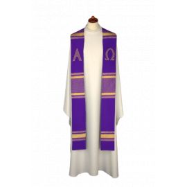 Stuła haftowana Alfa i Omega - kolory liturgiczne (8) - EUCHARYSTYCZNE