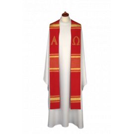 Stuła haftowana Alfa i Omega - kolory liturgiczne (8) - zdjęcie 2 - Stuła haftowana Alfa i Omega - kolory liturgiczne (8)