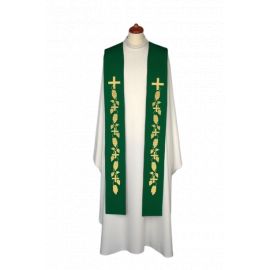 Stuła haftowana - kolory liturgiczne, bogaty haft (10) - EUCHARYSTYCZNE