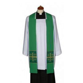 Stuła zielona do kazań, krótka, naszywane krzyże (5) - EUCHARYSTYCZNE
