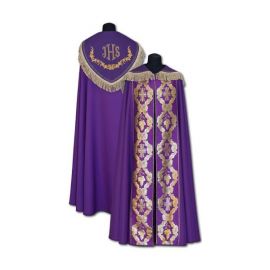 Kapa fioletowa IHS + złote dodatki - KAPY LITURGICZNE