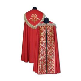 Kapa czerwona IHS + złote dodatki - KAPY LITURGICZNE
