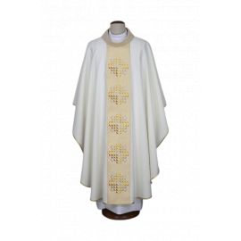 Ornat ecru z nowoczesnymi haftami (16) - Ornaty białe/ ecru