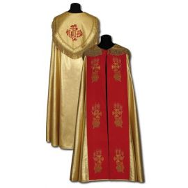 Kapa złota pasy czerwone - haft ręczny - KAPY LITURGICZNE