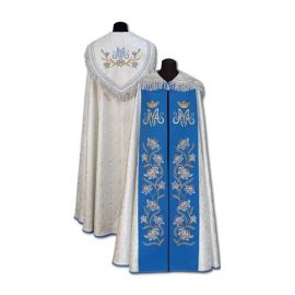 Kapa srebrna Maryjna - bogato haftowana - KAPY LITURGICZNE