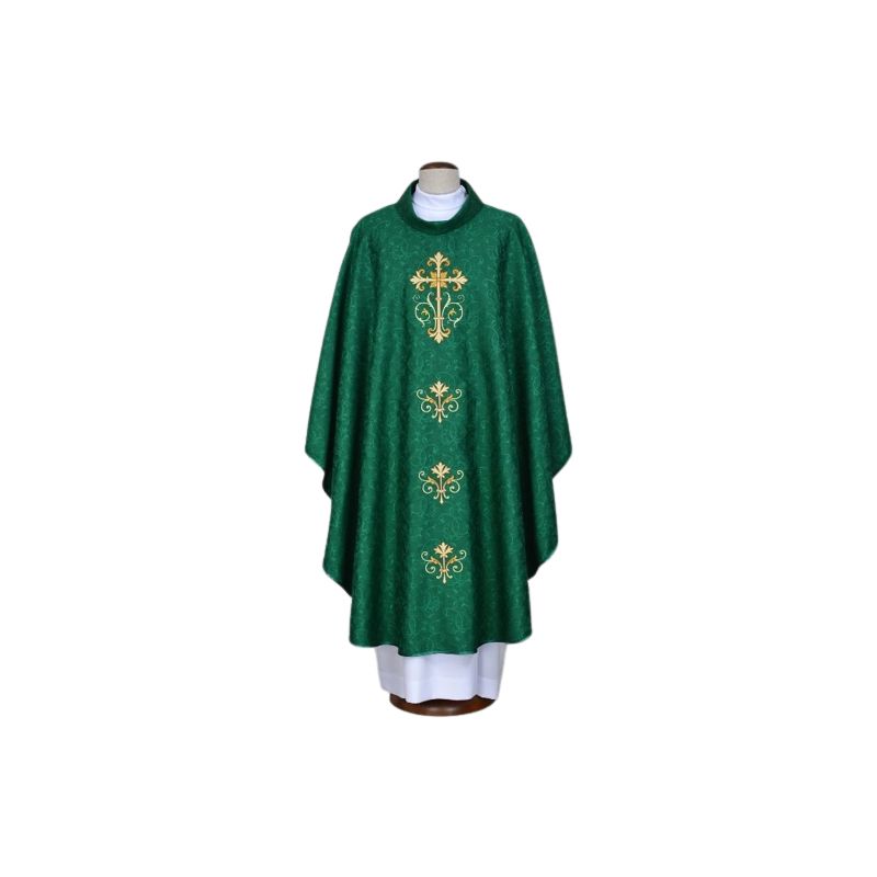 Ornat zielony haftowany, tkanina adamaszek - Krzyż (22) - Ornat zielony haftowany, tkanina adamaszek - Krzyż (22)