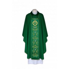 Ornat zielony haftowany, pas atłasowy - IHS (23)