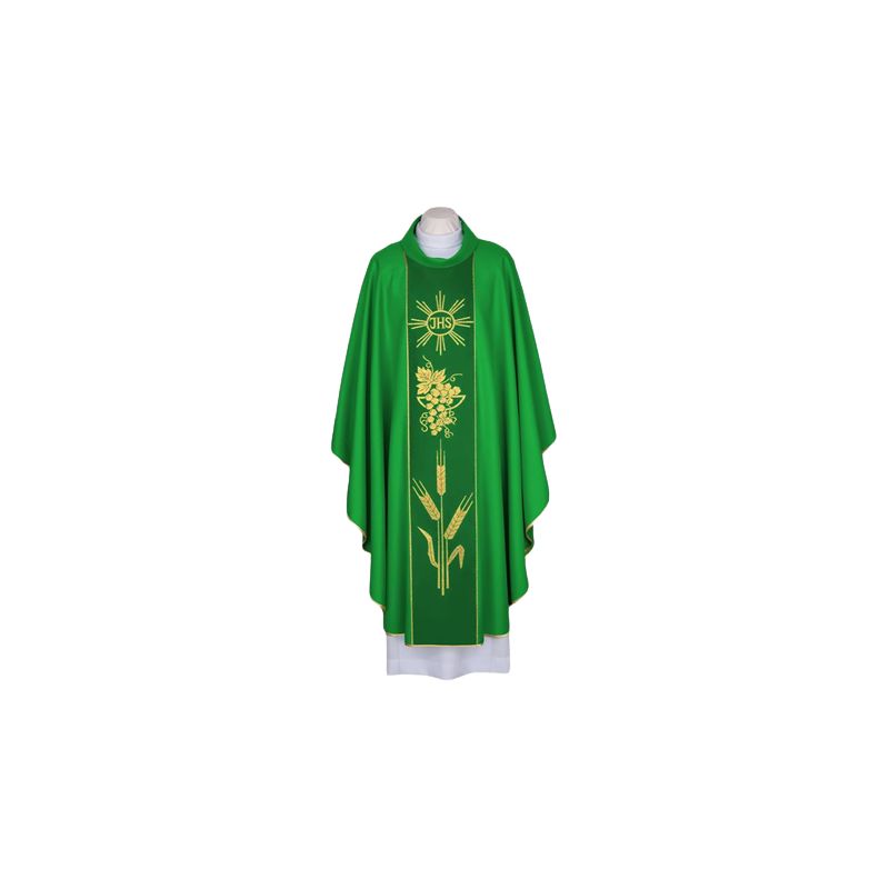Ornat zielony IHS - tkany ozdobny pas (95) - Ornat zielony IHS - tkany ozdobny pas (95)