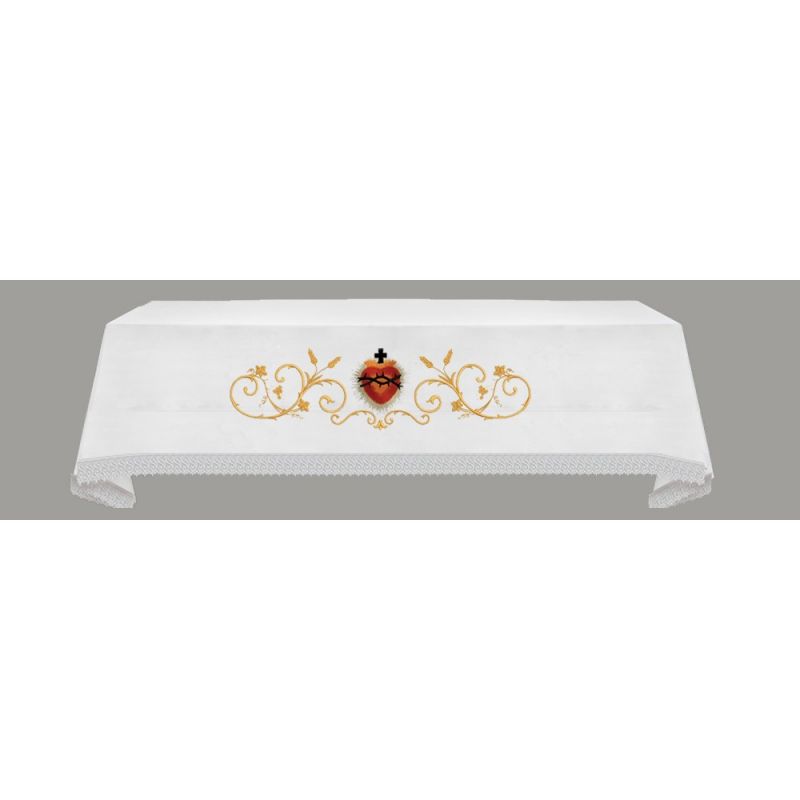 Obrus ołtarzowy haftowany - Serce w koronie - Obrus ołtarzowy haftowany - Serce w koronie